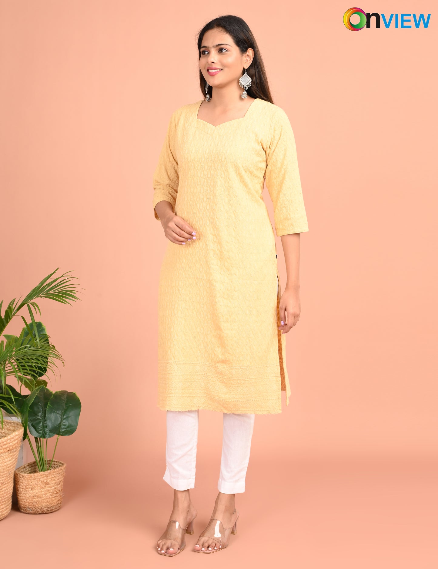 ONEVIEW | 173 | CHIKANKARI DESIGN NECK | PACK OF 4