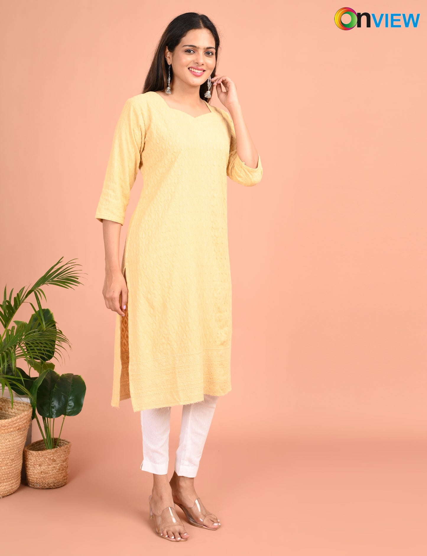 ONEVIEW | 173 | CHIKANKARI DESIGN NECK | PACK OF 4
