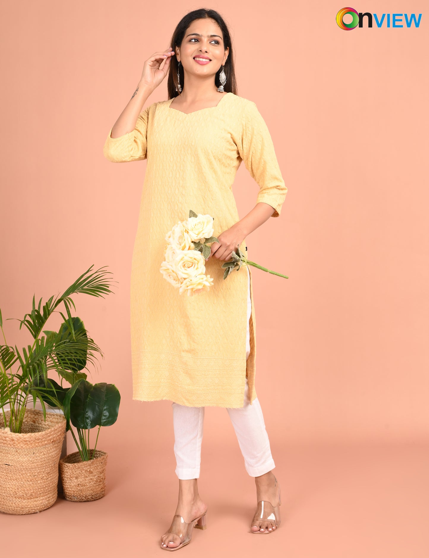 ONEVIEW | 173 | CHIKANKARI DESIGN NECK | PACK OF 4