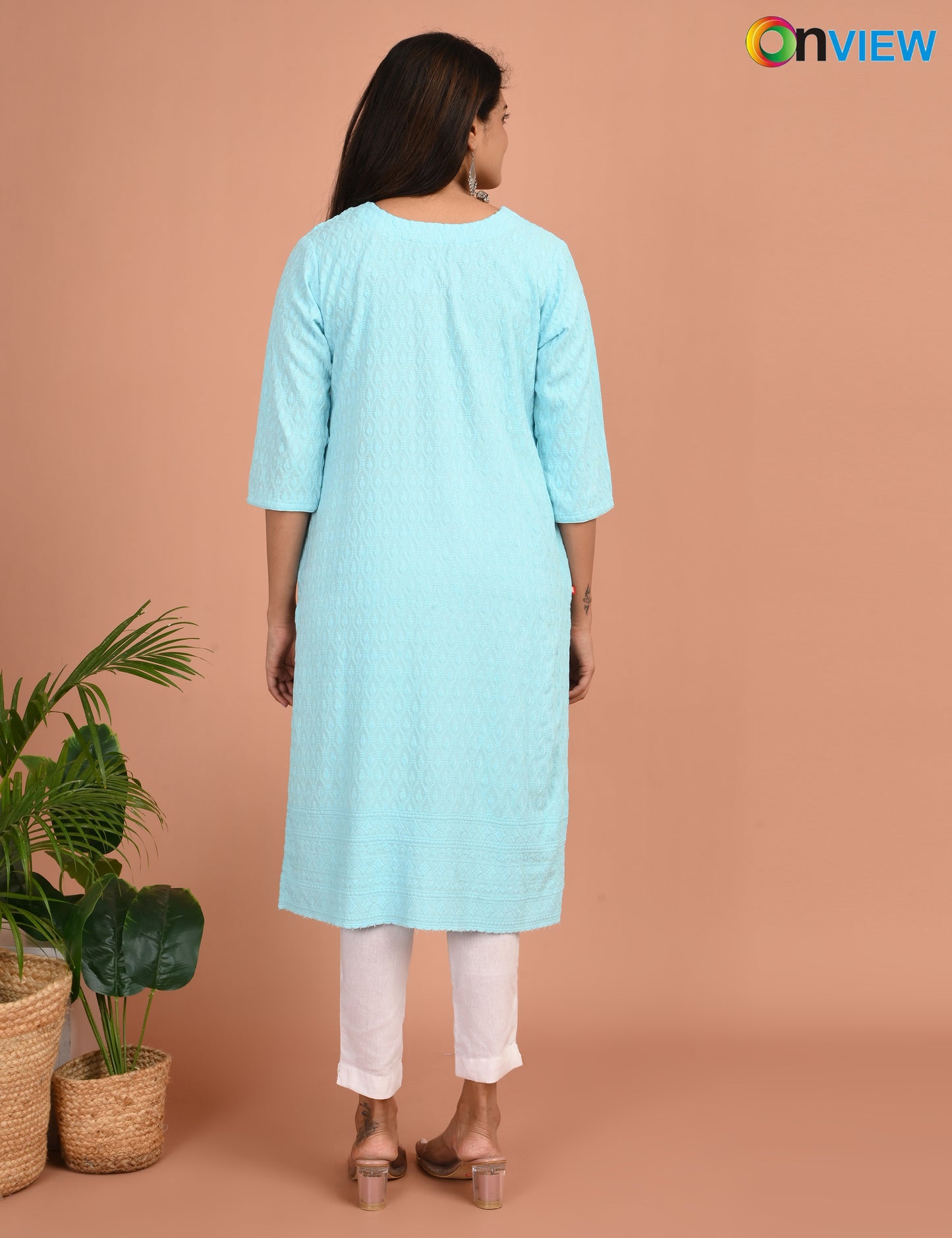 ONEVIEW | 174 | CHIKANKARI DESIGN NECK | PACK OF 4