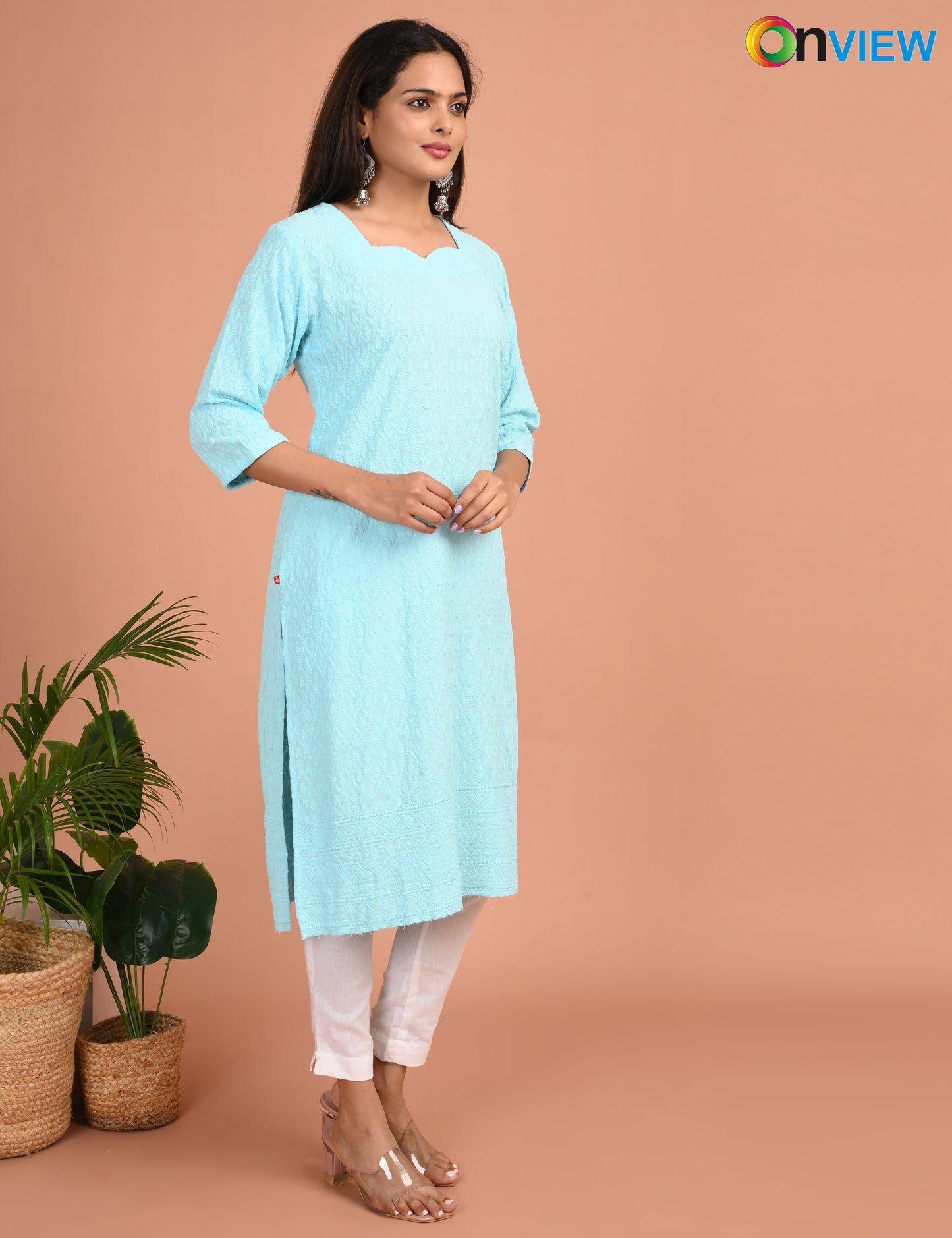 ONEVIEW | 174 | CHIKANKARI DESIGN NECK | PACK OF 4