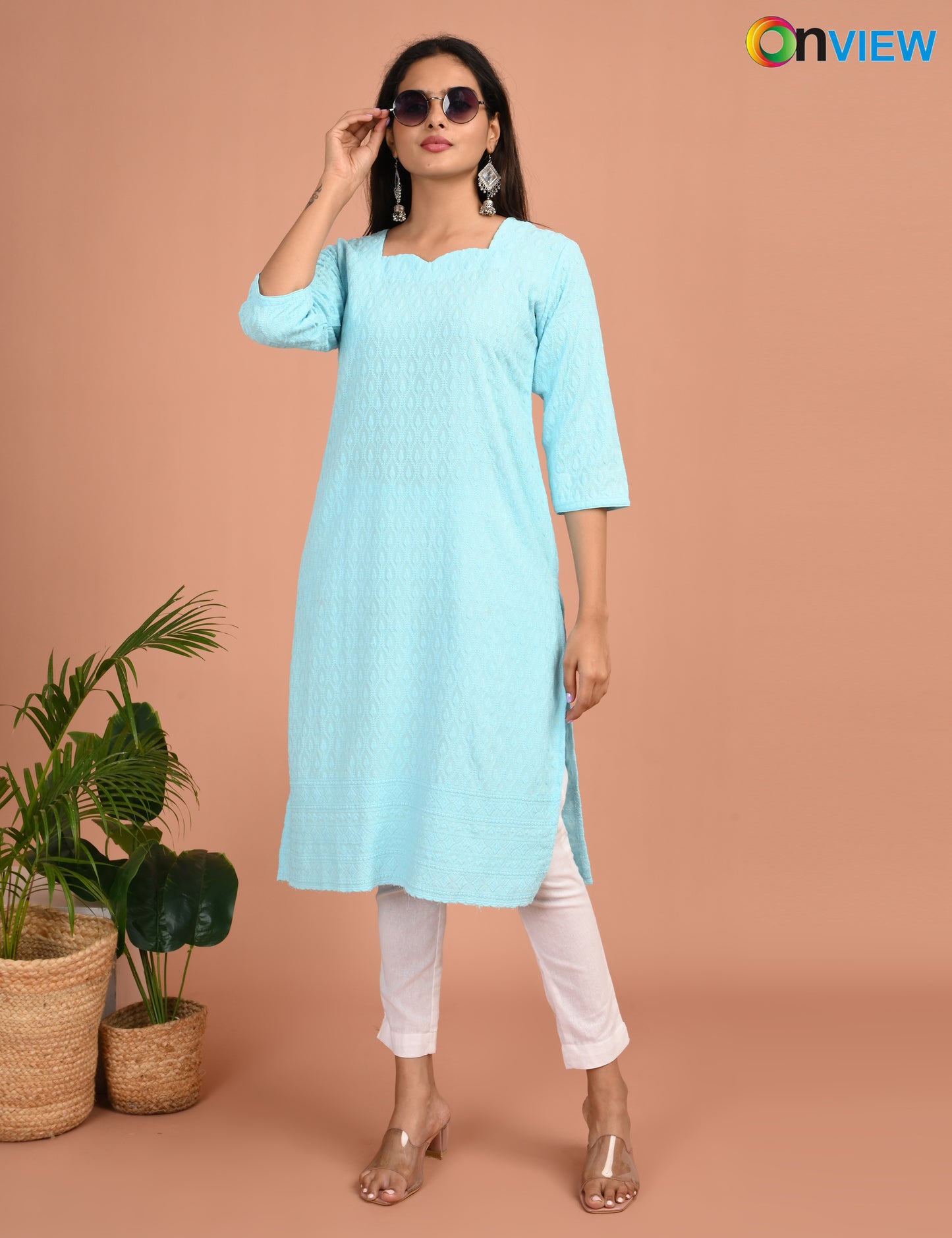 ONEVIEW | 174 | CHIKANKARI DESIGN NECK | PACK OF 4