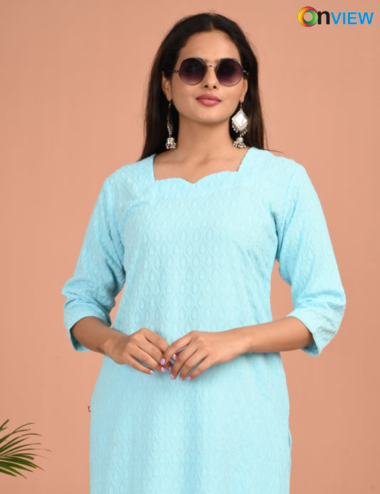 ONEVIEW | 174 | CHIKANKARI DESIGN NECK | PACK OF 4