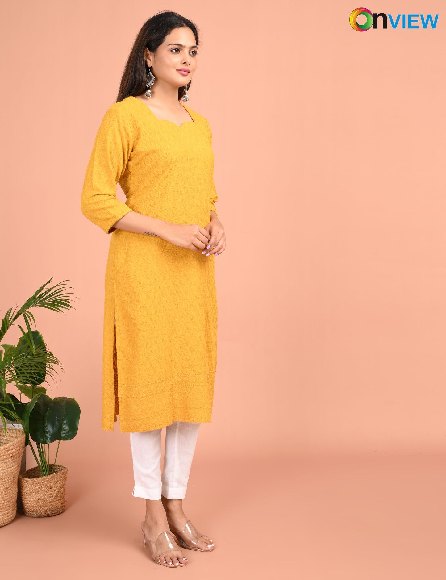 ONEVIEW | 178 | CHIKANKARI DESIGN NECK | PACK OF 4