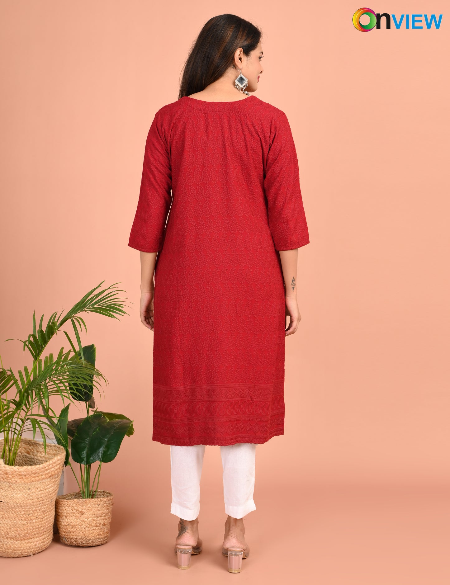 ONEVIEW | 180 | CHIKANKARI DESIGN NECK | PACK OF 4