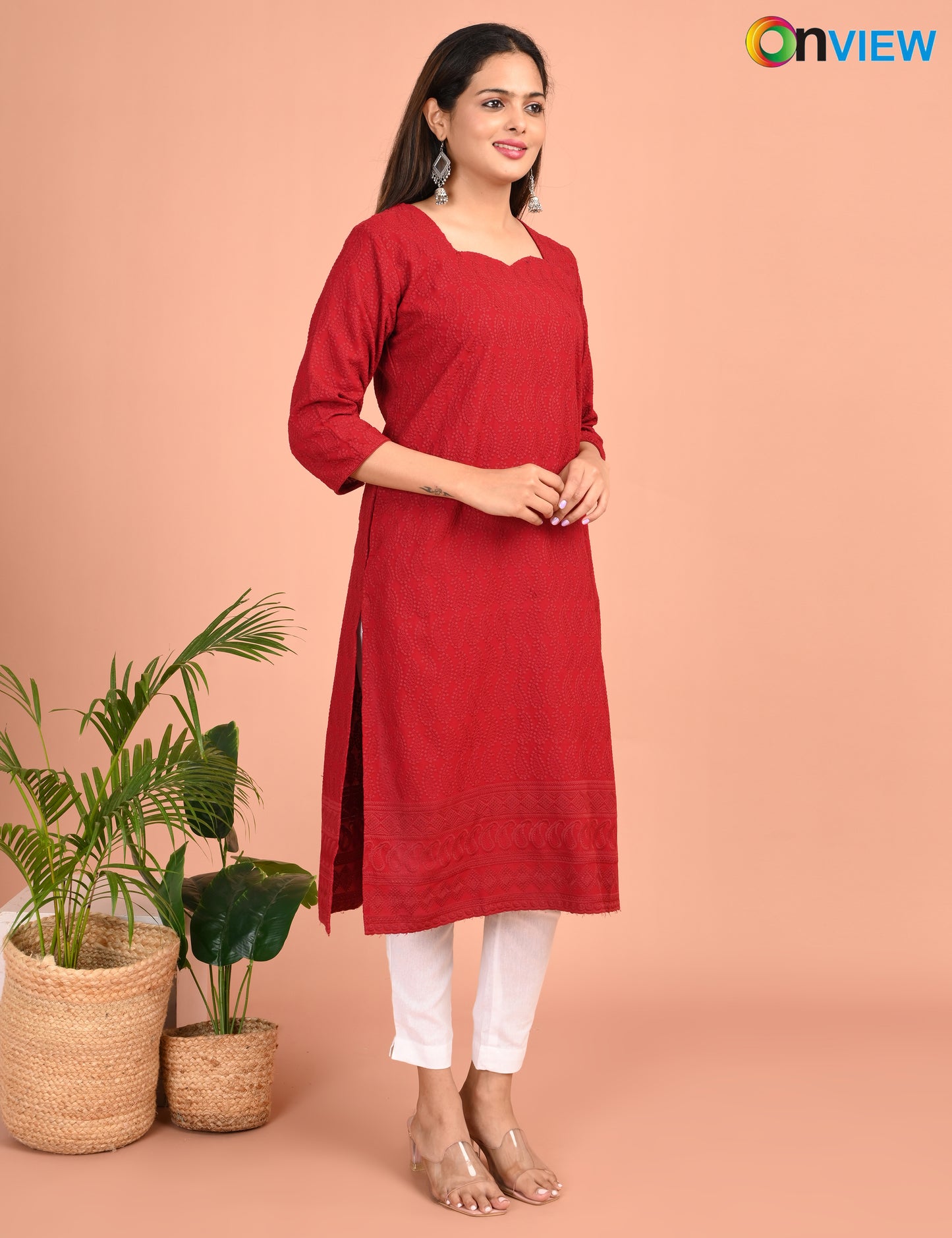 ONEVIEW | 180 | CHIKANKARI DESIGN NECK | PACK OF 4