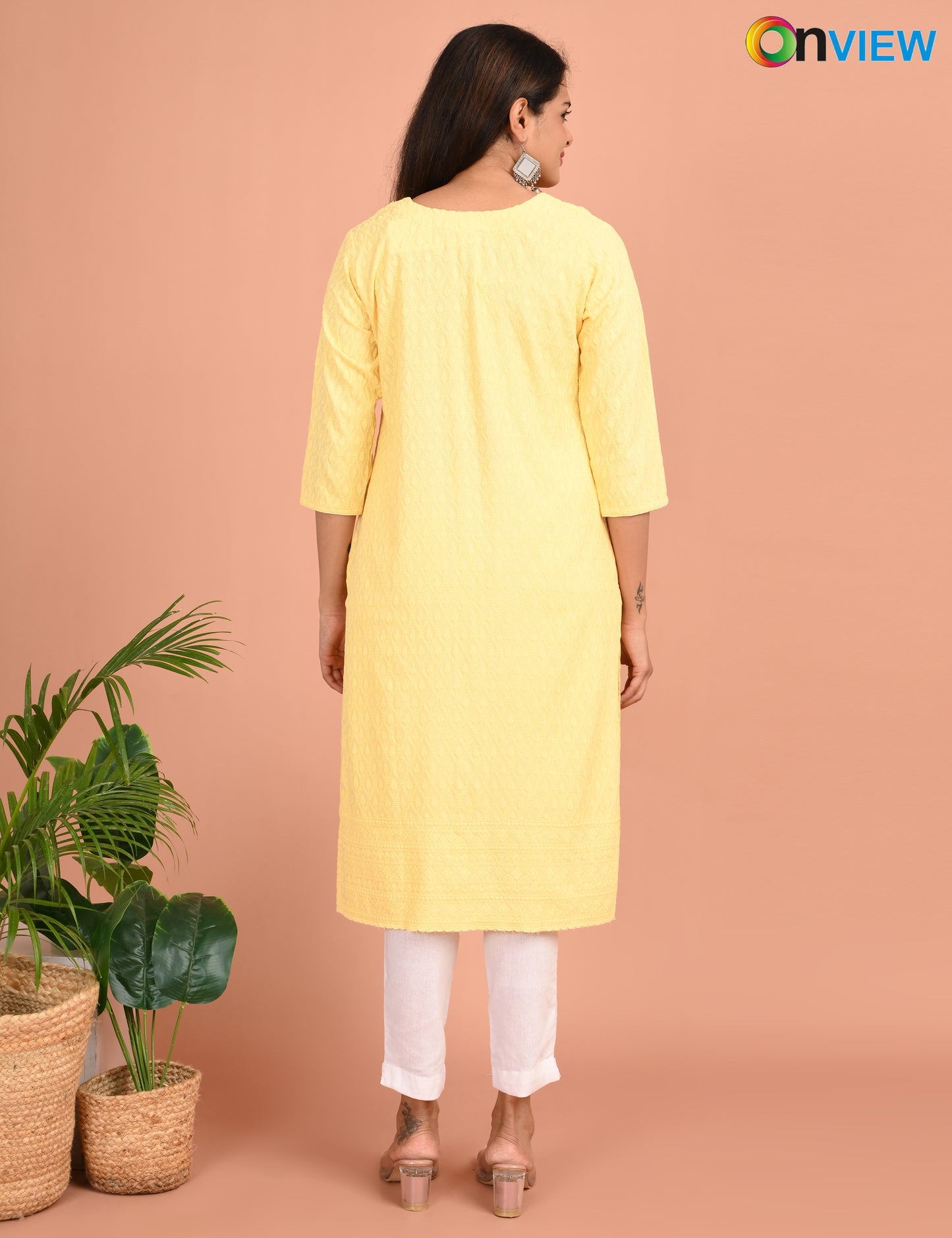 ONVIEW | 182 | CHIKANKARI DESIGN NECK | PACK OF 4