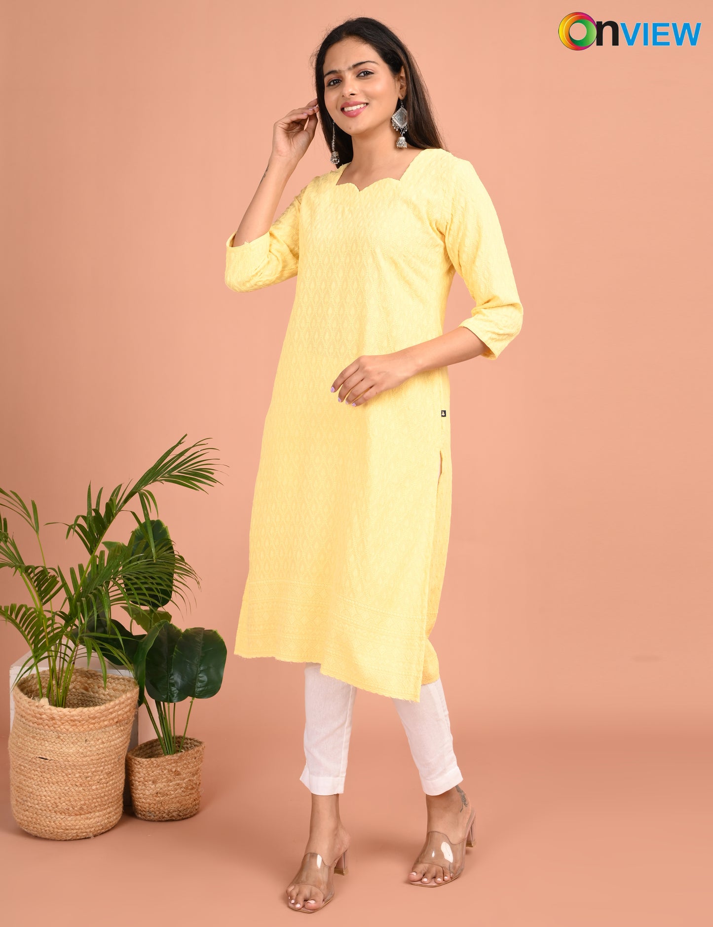 ONVIEW | 182 | CHIKANKARI DESIGN NECK | PACK OF 4