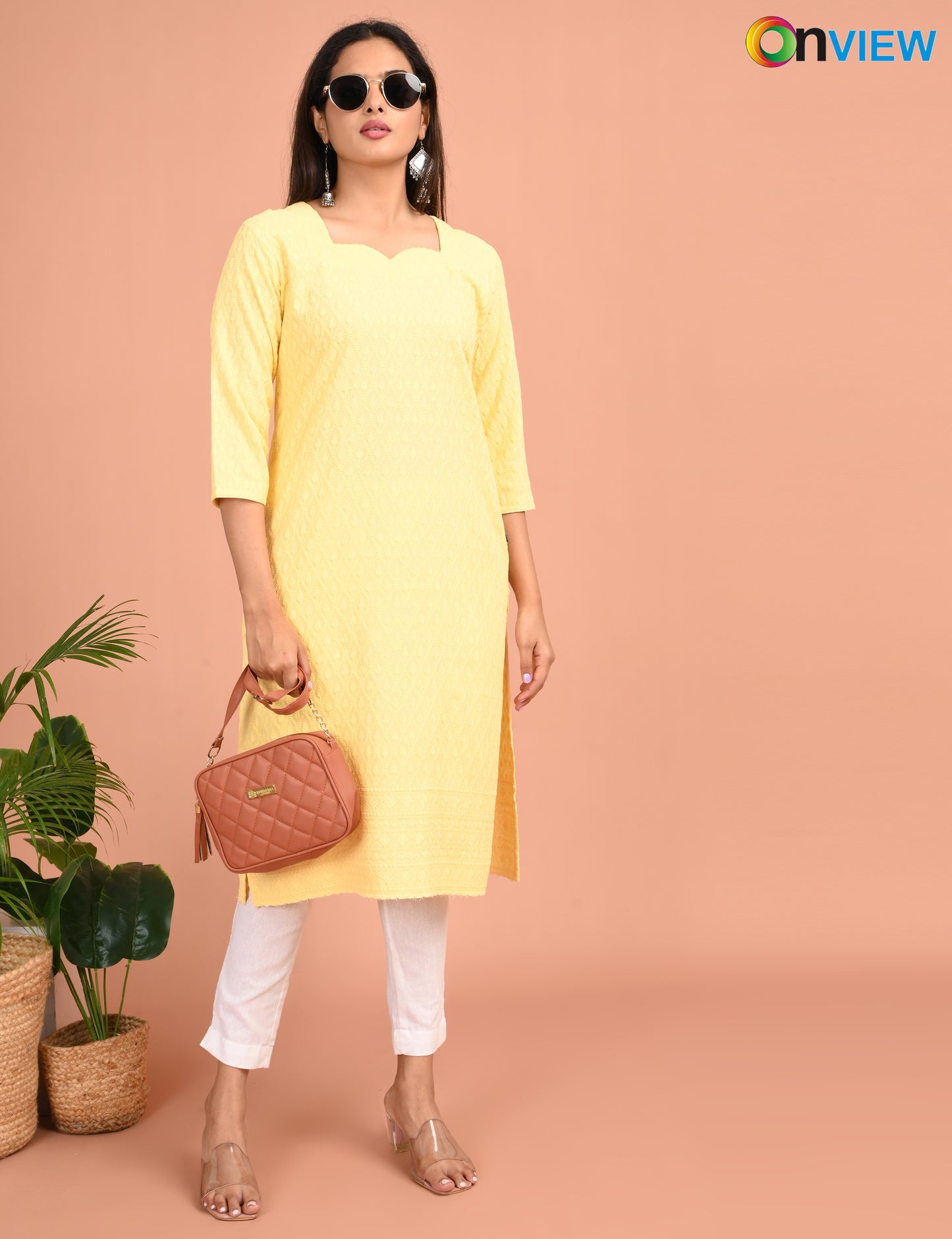 ONVIEW | 182 | CHIKANKARI DESIGN NECK | PACK OF 4