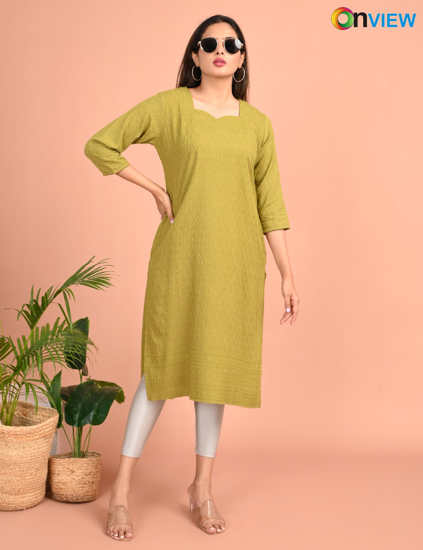 ONVIEW | 183 | CHIKANKARI DESIGN NECK | PACK OF 4