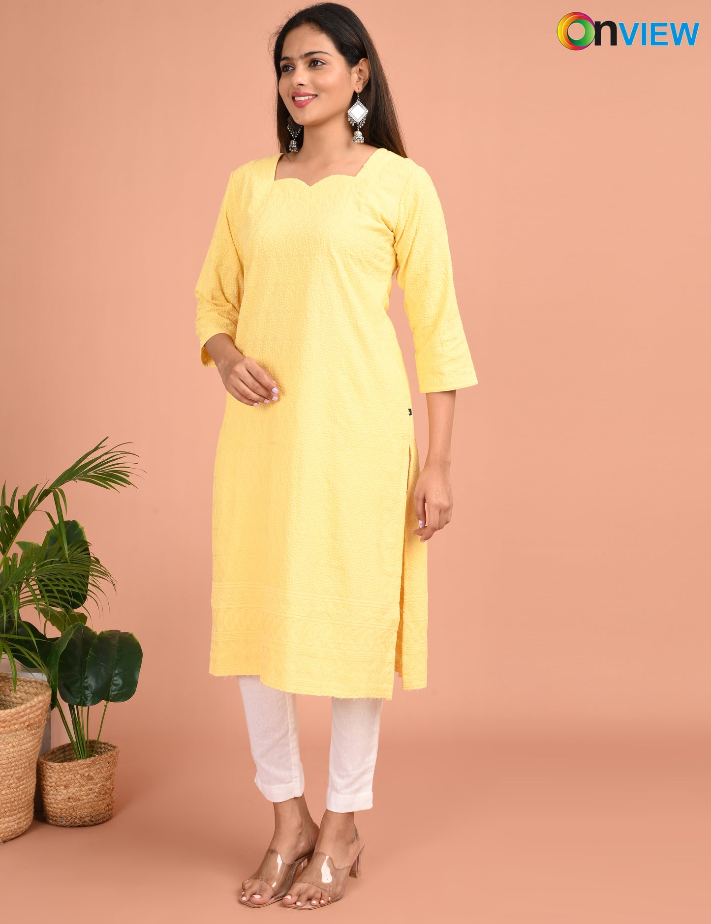 ONVIEW | 187 | CHIKANKARI DESIGN NECK | PACK OF 4