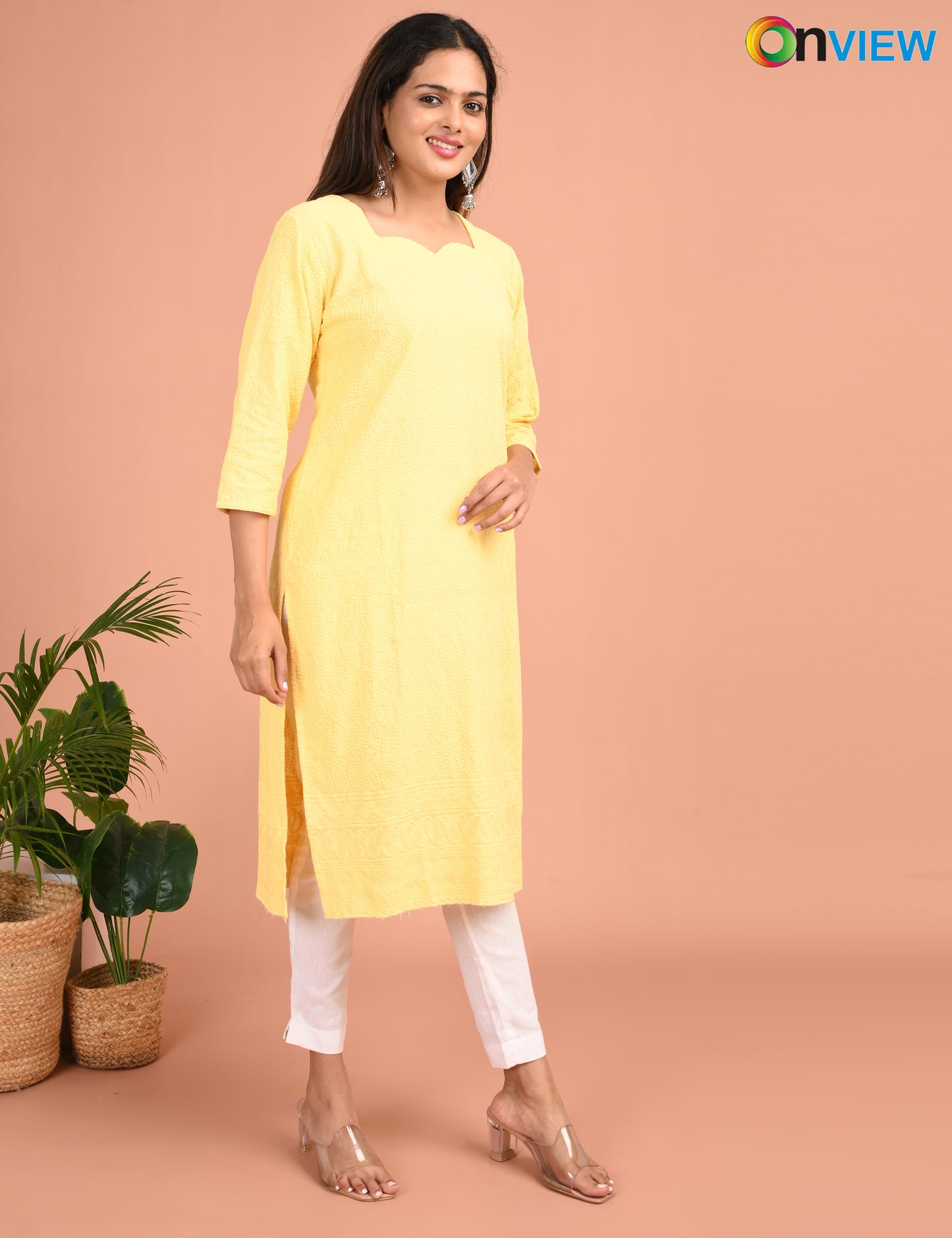 ONVIEW | 187 | CHIKANKARI DESIGN NECK | PACK OF 4