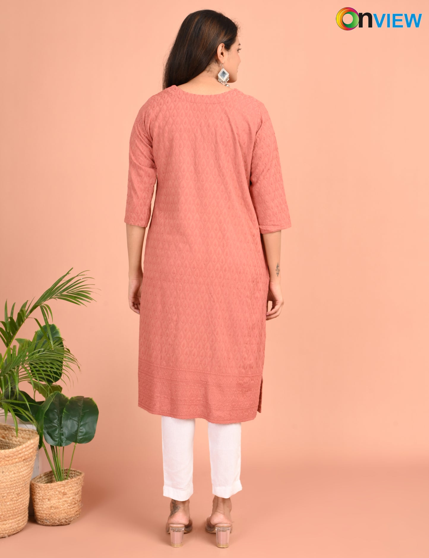 ONEVIEW | 195 | CHIKANKARI DESIGN NECK | PACK OF 4