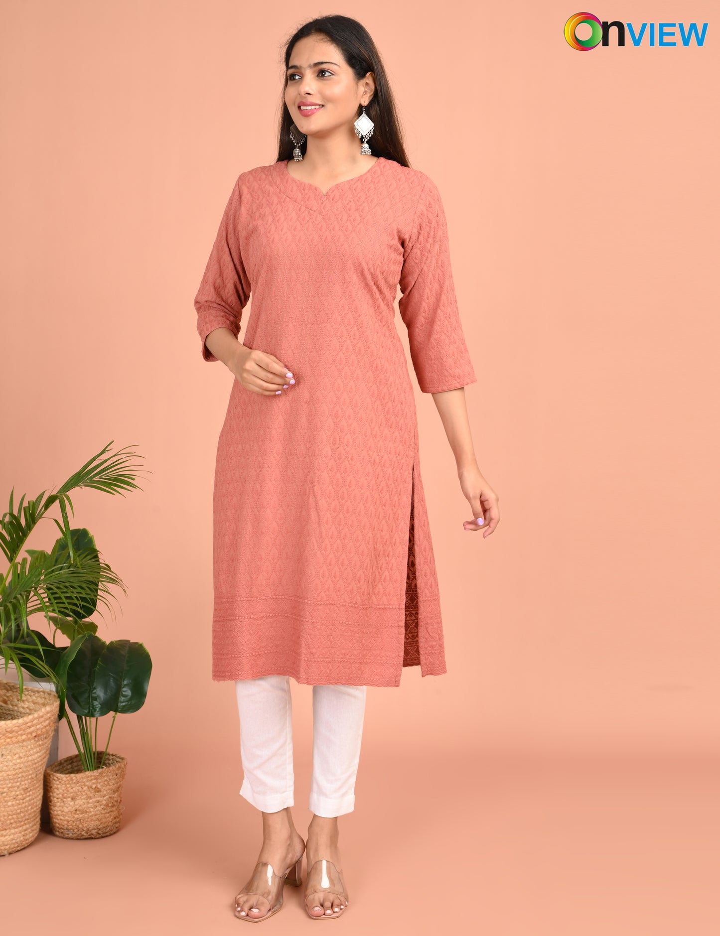 ONEVIEW | 195 | CHIKANKARI DESIGN NECK | PACK OF 4