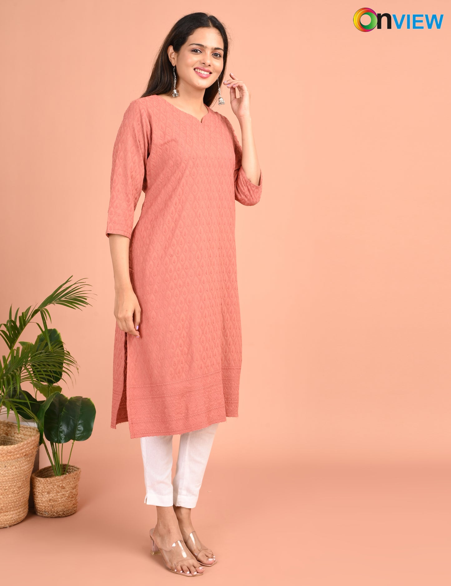 ONEVIEW | 195 | CHIKANKARI DESIGN NECK | PACK OF 4