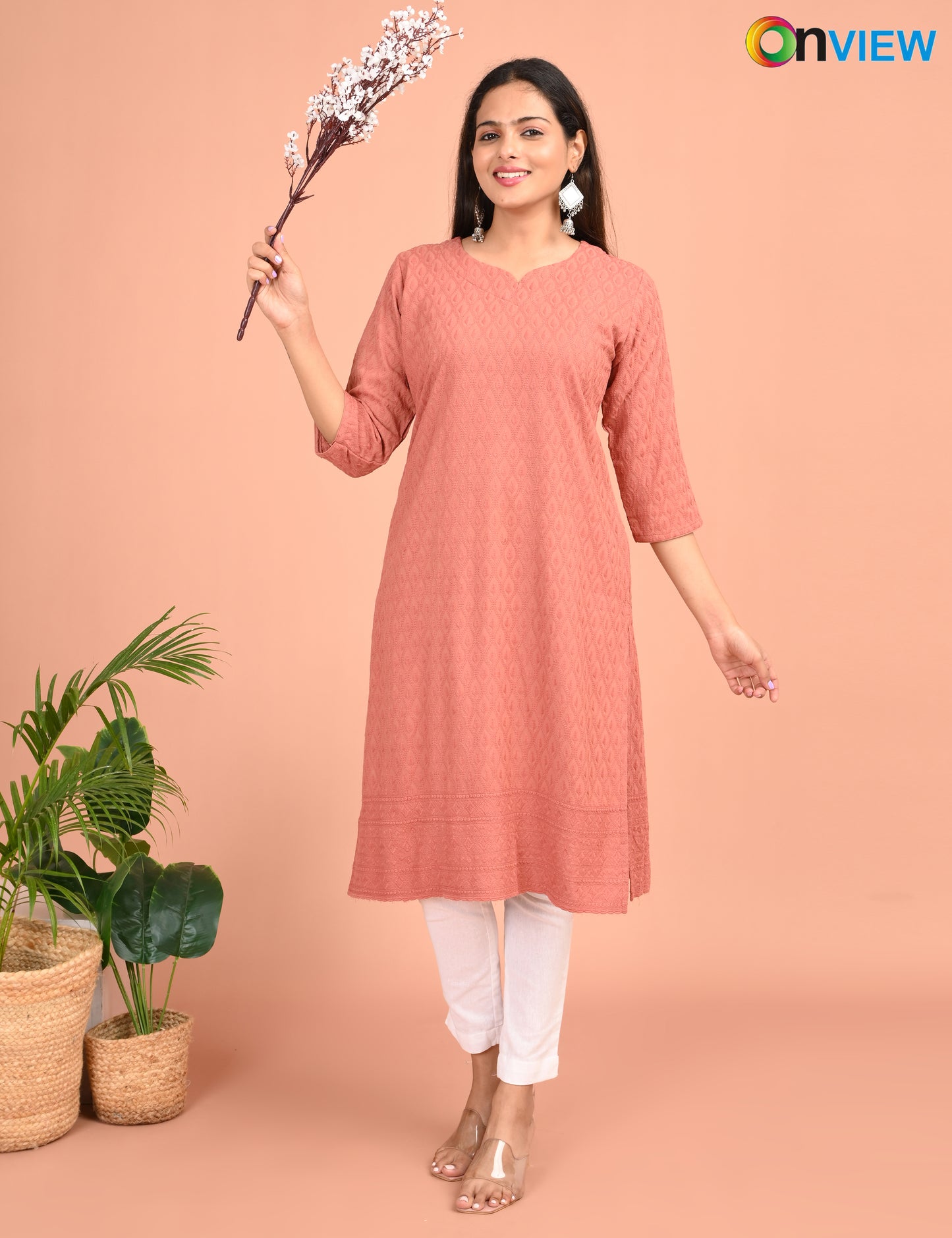 ONEVIEW | 195 | CHIKANKARI DESIGN NECK | PACK OF 4