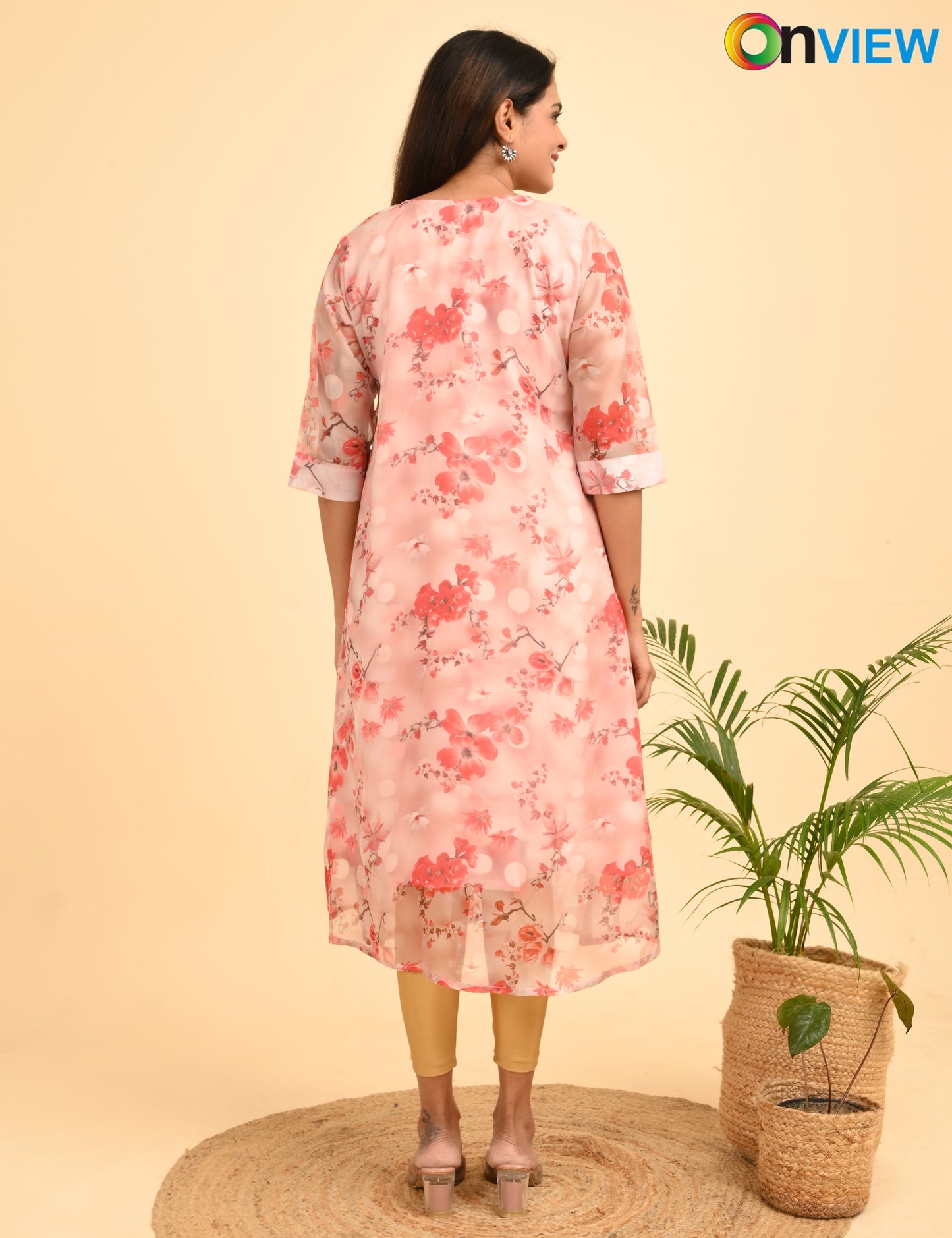 ONVIEW | 289 | A LINE ORGANZA EMBROIDARY UMBRELLA WITH LINING | PACK OF 4