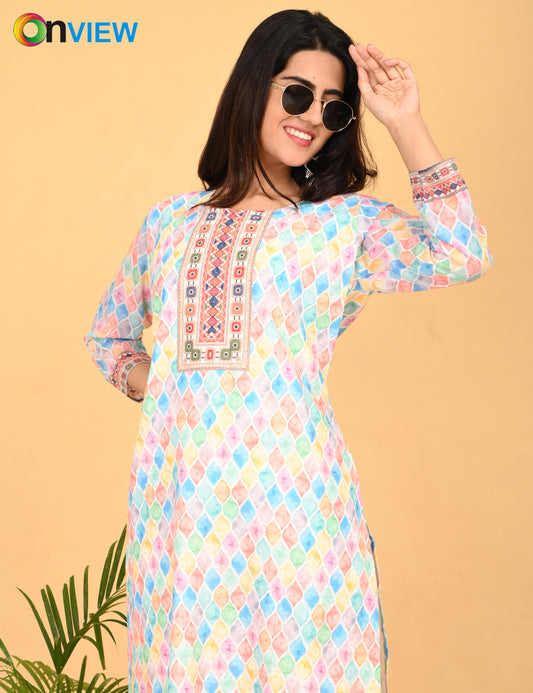 ONVIEW | 526 | COTTON CHIKANKARI WORK DIGITAL PRINT | PACK OF 4